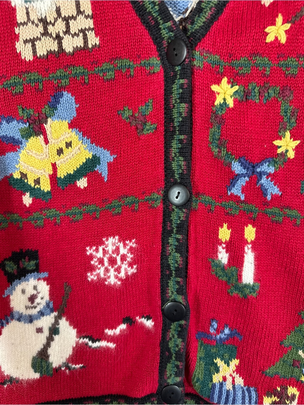 Vintage Cleo Christmas Sweater Vest Red Small Holiday Knit Ugly Christmas - Picture 10 of 14